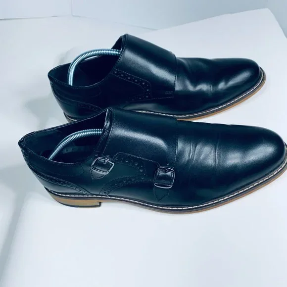 Bar III Jesse Monk-strap Leather Oxfords Black Size 10.5 Wide Bar III Mens Jesse Monk-Strap Oxfords Leather Black 10M  main image 4